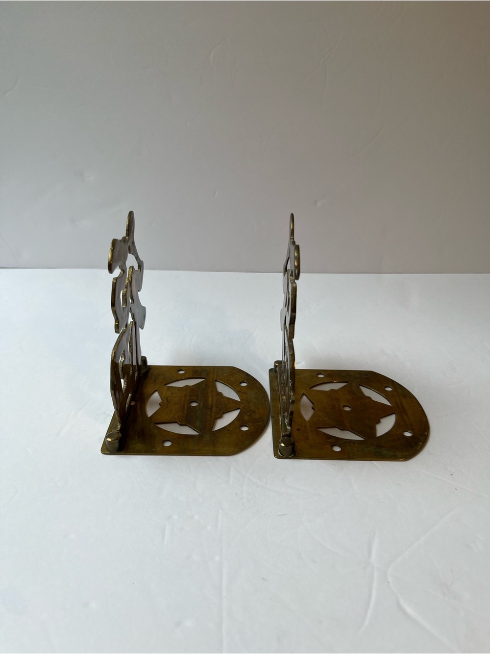 Vintage Solid Brass Bookends Chinese Fu Character Folding bookends - Picture 9 of 14